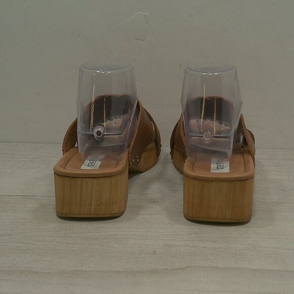 Steve Madden Reto Style Leather Bryna Crisscross Wooden Platform Sandals Size 10 - Picture 8 of 14